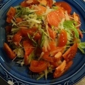 スモークサーモンと水菜と大根のサラダ
